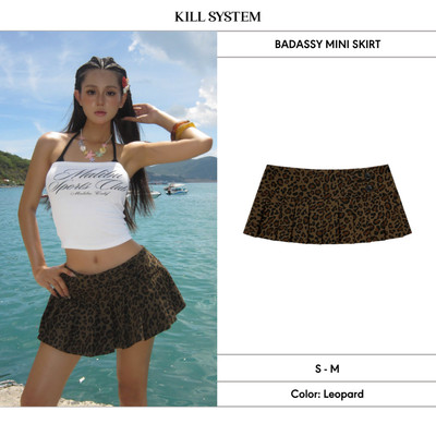 Chân váy ngắn cạp trễ da beo xếp ly BADASSY - 𝐊𝐈𝐋𝐋 𝐒𝐘𝐒𝐓𝐄𝐌