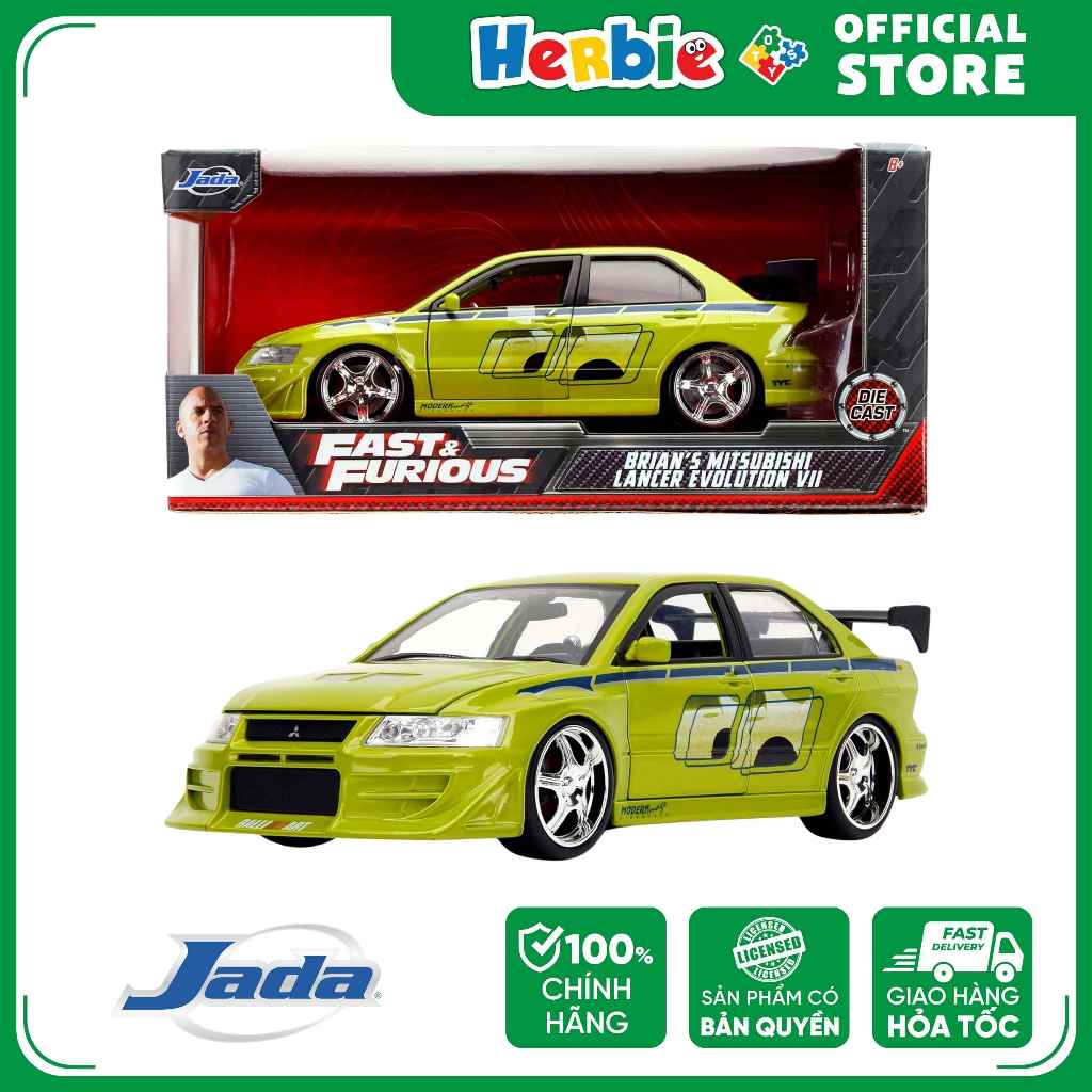 Đồ Chơi Xe Mô Hình JADA TOYS Fast & Furious Brian's Mitsubishi Lancer EVO VII 1:24 99788 - Herbie to