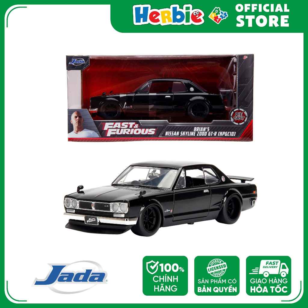 Đồ Chơi Xe Mô Hình JADA TOYS Fast & Furious Brian's Nissan Skyline 2000 GT-R 1:24 99686 - Herbie toy