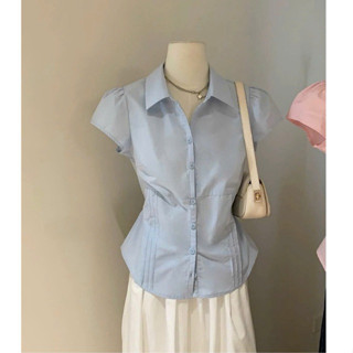 [ Bigsize 55-100kg ] Áo sơ mi nữ cộc tay bồng xếp ly gọn dáng hack eo thanh lịch, công sở đa dụng mặc đi làm đi chơi đi