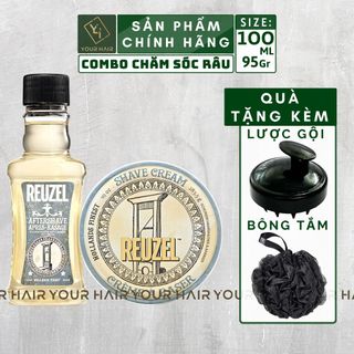  COMBO Kem cạo râu + Dầu dưỡng da sau cạo Reuzel Shave Cream 95g + AfterShave 100ml 