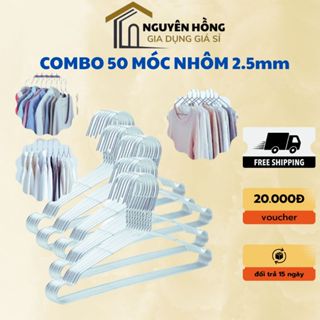Combo 50 Móc Nhôm Phơi Quần Áo, Móc Treo Quần Áo Người Lớn Siêu Bền, Chắc Chắn, Mắc Phơi Đồ 2.5mm