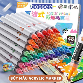  Bút Màu Acrylic Marker Dạng Lỏng – Vẽ Đa Chất Liệu Hộp 12 24 36 48 Màu Sáng Tạo Nghệ Thuật  8109 