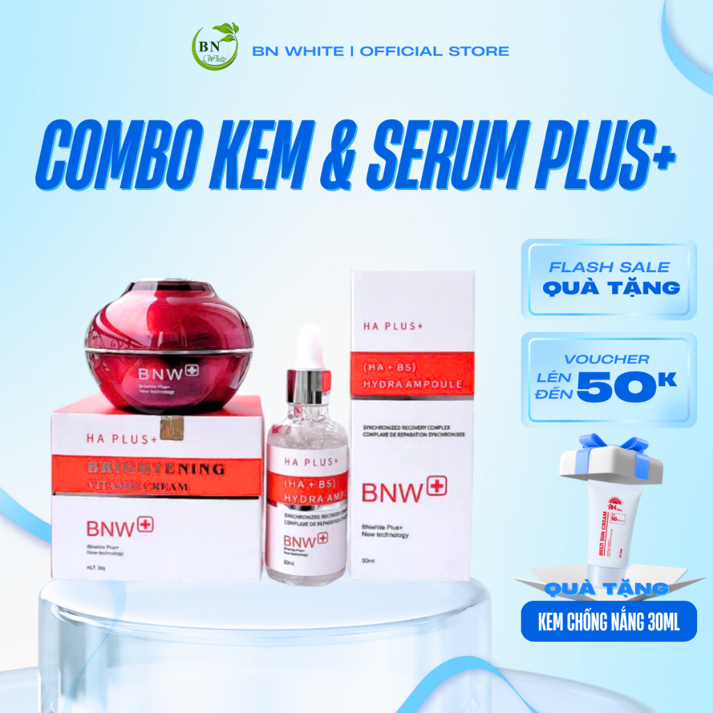 [MUA 1 TẶNG 1] Combo Kem Face & Serum Collagen BN White Dưỡng Trắng Da, Mờ Nám, Tàn Nhang, Thâm, Ngừ