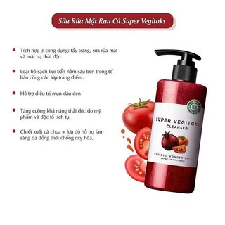 Sữa Rửa Mặt Rau Củ Quả Thải Độc Super Vegitoks Chai Lớn Vegitok [300ml]