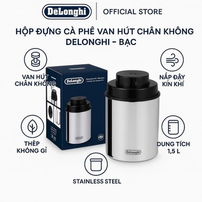 Hộp đựng cà phê van hút chân không DeLonghi - Bạc - Hàng Chính Hãng