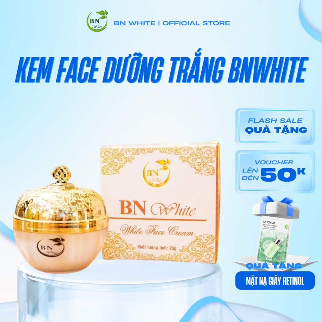 [MUA 1 TẶNG 1] Kem Face Dưỡng Trắng Da BN White Giúp Da Căng Bóng, Trắng Hồng, Mịn Da - Hàng Chính H