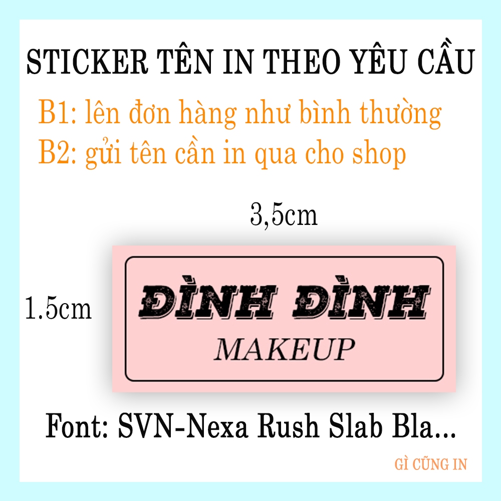 Set 300 STICKER MAKEUP - IN TÊN THEO YÊU CẦU
