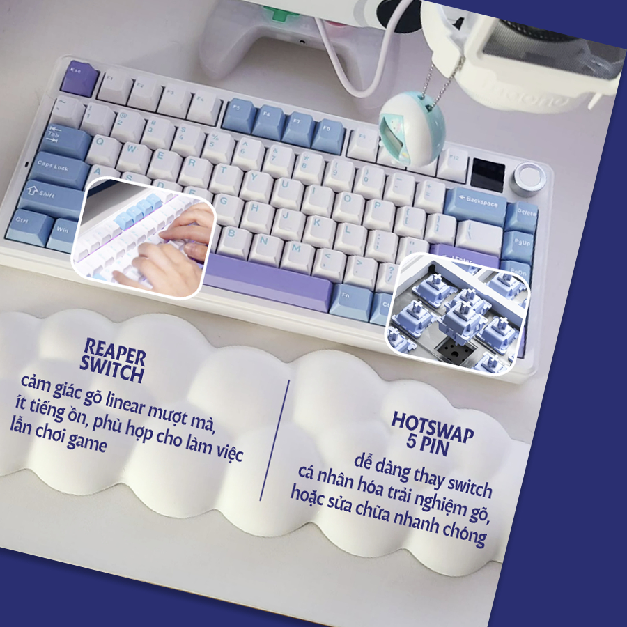 [CHÍNH HÃNG] Bàn phím cơ Aula F75 Max/Aula S75 Pro - Led RGB, Hotswap, 3 chế độ kết nối | BigBuy360 - bigbuy360.vn