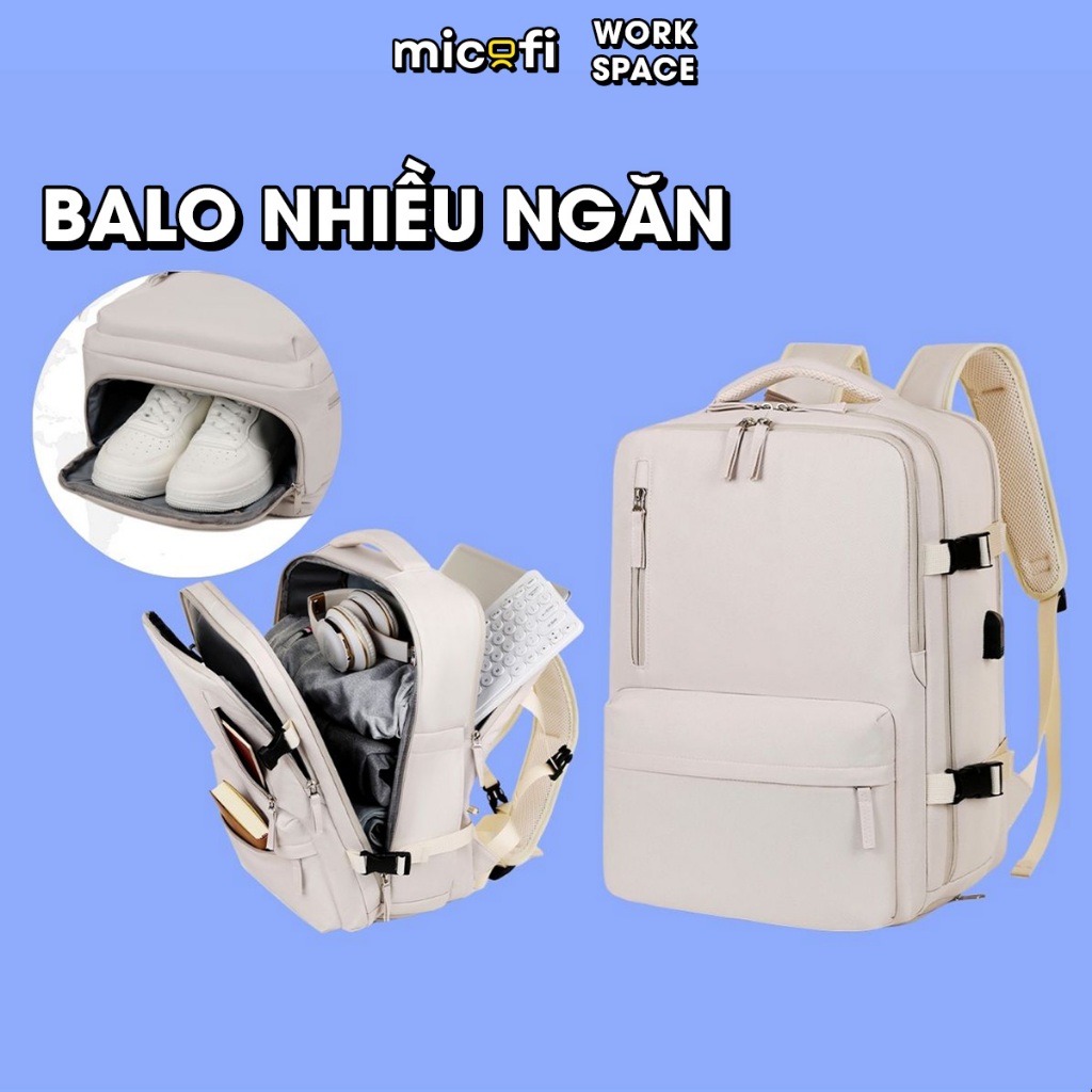 Ba Lô Nhiều Ngăn Micofi Cặp Sách Nhiều Ngăn, Balo Đi Du Lịch, Đựng Laptop Chống Sốc, Chống Nước, Tích Hợp Sạc USB