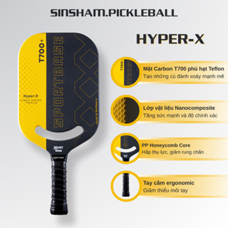 Vợt Pickleball Sportbase Hyper-X-01 Carbon T700 Plus chính hãng, siêu nhám, giảm rung chuyên nghiệp