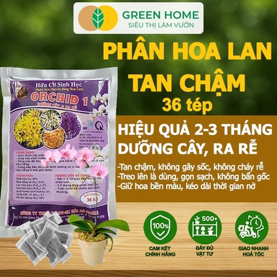 Phân Bón Lan GreenHome, Bao 36 Túi Lưới, Tan Chậm, Không Mùi Hôi, Dưỡng Lan Ra Rễ, Dùng Cho Sen Đá