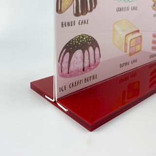 Kệ mica 2 mặt Enter E06 210x300mm đế lùa A4, Kệ menu nhà hàng, Standee mica để bàn, Bảng quét mã QR Code