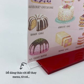 Kệ mica 2 mặt Enter E06 210x300mm đế lùa A4, Kệ menu nhà hàng, Standee mica để bàn, Bảng quét mã QR Code