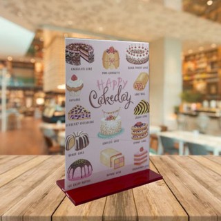 Kệ mica 2 mặt Enter E06 210x300mm đế lùa A4, Kệ menu nhà hàng, Standee mica để bàn, Bảng quét mã QR Code