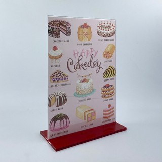 Kệ mica 2 mặt Enter E06 210x300mm đế lùa A4, Kệ menu nhà hàng, Standee mica để bàn, Bảng quét mã QR Code