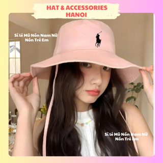  Mũ bucket có dây suông kết tóc tiện lợi dành cho nữ Nón vành tròn Polo thời trang 4 mùa - MV95 