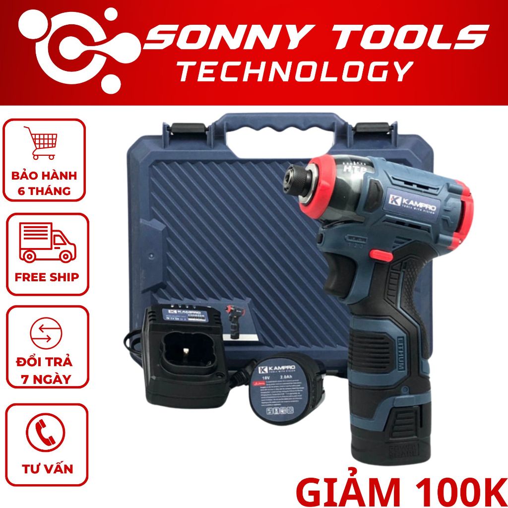 Máy Chuyên Vít Kampro 7028 - Không Chổi Than, 3 Tốc Độ, Lực Siết 140N.m, Dùng Pin 4 Cell