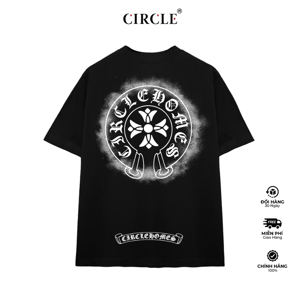 Áo thun CIRCLE - SPRAY EFFECT CROSS CIRCLE HOMES Unisex nam nữ cotton cao cấp - CIRCLE CLO
