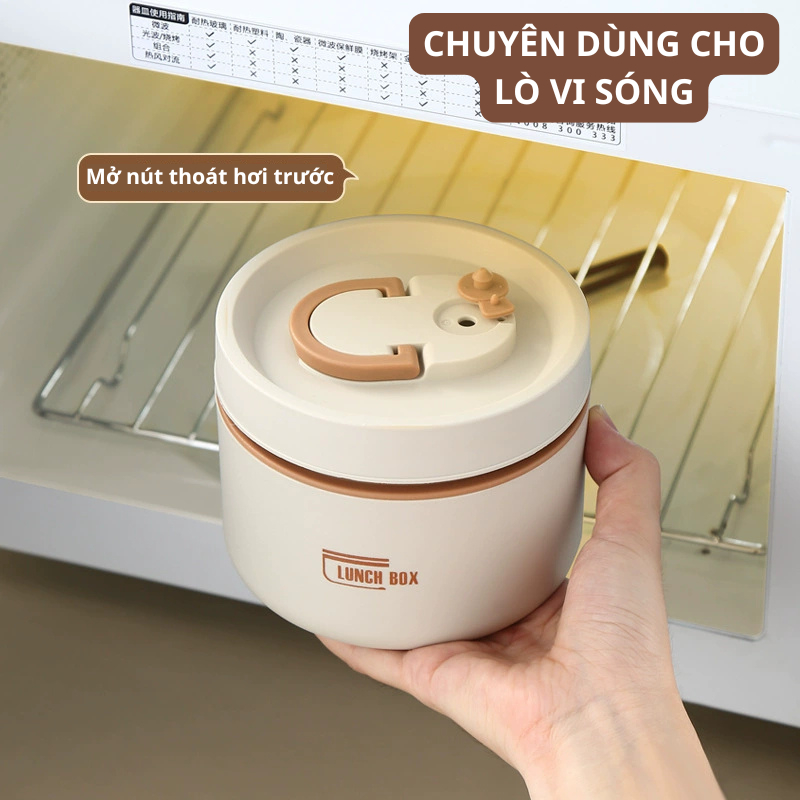Hộp cơm giữ nhiệt inox 304 tặng túi đũa thìa, Cặp lồng cơm giữ nhiệt dùng cho lò vi sóng | BigBuy360 - bigbuy360.vn