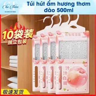  Túi hút ẩm hương thơm nước hoa hương đào ngọt 2 ngăn siêu thấm hút 500ml khử mùi chống mốc cho tủ quần áo tủ giày 