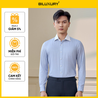   T12_SALE 50%  Áo Sơ Mi Xanh Dài Tay 8SMDH476XAH Biluxury Cao Cấp Chống Nhăn Kháng Khuẩn 