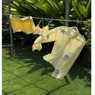  Kuchimachic -  BÁN TÁCH SET  Set Áo 3 món   Bra   Sơ mi   Quần short bo chun  chất liệu Thô Đũi mã sản phẩm KUS250514 