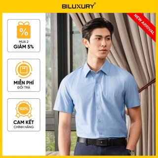 [SALE 30%] Áo Sơ Mi Cộc Tay Hoạ Tiết Chìm 9SMCH520XNH Biluxury Form Slimfit Thoáng Mát Chống Nhăn Thoáng Khí Bền Mà