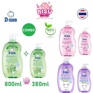  Combo Sữa tắm gội Dnee Thái Lan cho bé Chai 800ml và Chai 380ml 