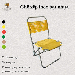 Ghế xếp inox mũ nhựa dày lưng thấp nhiều màu sắc phù hợp quán cà phê, dã ngoại, câu cá tiện lợi