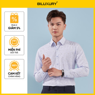   T12_SALE 50%  Áo Sơ Mi Nam Dài Tay Họa Tiết 8SMDH433XNH Biluxury Chất Sợi DTY Co Giãn Mềm Mại 