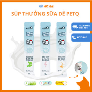 Súp Thưởng Sữa Dê Cho Mèo PetQ - Súp Thưởng Cho Mèo Sữa Dê Cao Cấp - Bổ Sung Vitamin, Dầu cá, Cỏ mèo