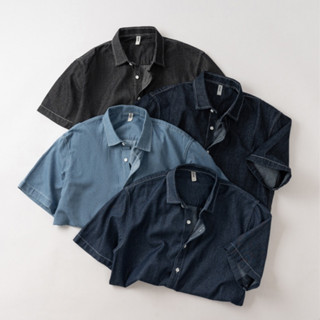 Áo Sơ Mi Nam Cộc Denim Trơn DENIMST S237, Form Regular