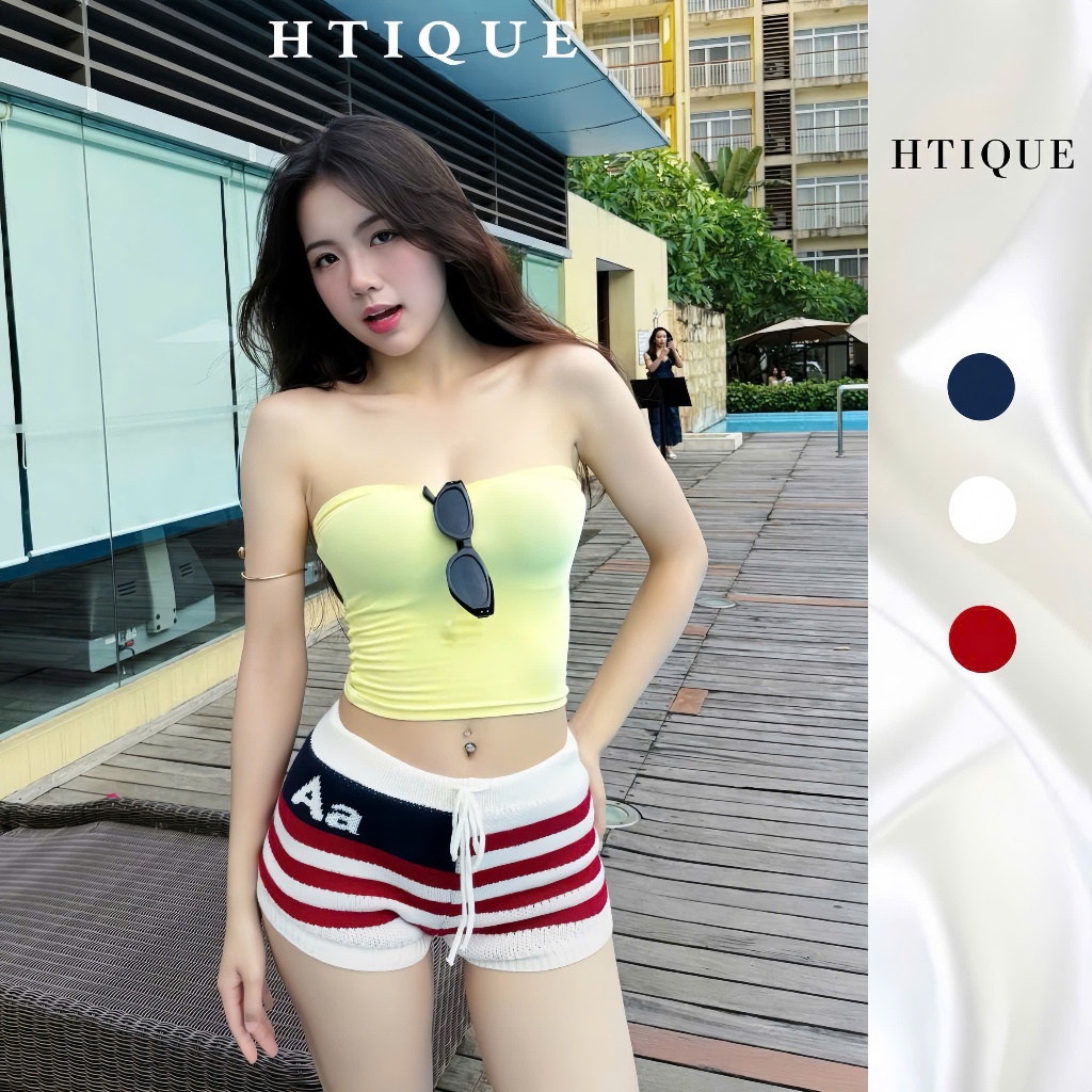 (BST hè HTIQUE) Quần short len siêu cá tính, Quần short dệt kim phong cách siêu phố HT11