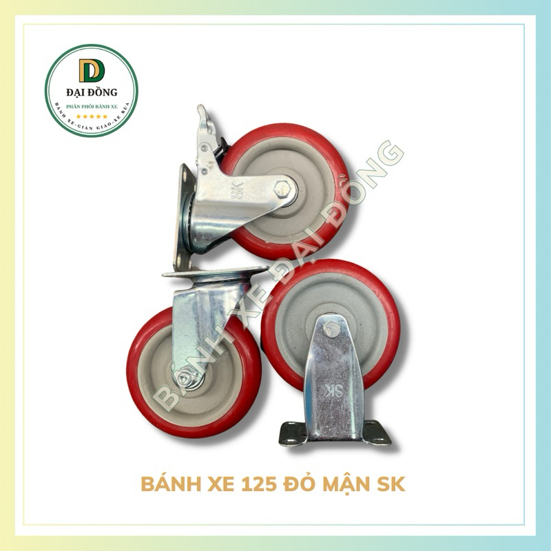 BÁNH XE 125 ĐỎ MẬN (ĐÃ BAO GỒM CÀNG XE ĐẨY )