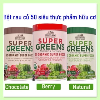  Bột rau củ hữu cơ rau xanh Country Farms Super Greens 50 Organic Super Foods  Hàng Mỹ  