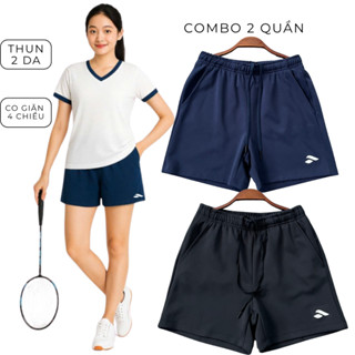 Combo 2 quần short đùi nữ thể thao thun 2 da cao cấp co giãn 4 chiều tập gym,chạy bộ,pickleball