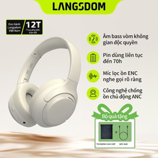 Tai Nghe Chụp Tai Bluetooth Langsdom HBN07 | Bass đỉnh cao | Pin 70h |  ANC | 04 MIC ENC | V5.4