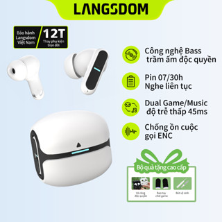 Tai Nghe Bluetooth Gaming Langsdom ThetaPRO, Bass trầm, Pin tổng 30h, độ trễ cực thấp 45ms, míc ENC
