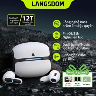 Tai Nghe Bluetooth Gaming Langsdom Theta, Bass trầm ấm, độ trễ cực thấp 50ms, Pin tổng 21h, míc ENC