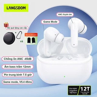 Tai Nghe Bluetooth Gaming Langsdom TA08, Bass mạnh, Pin tổng 30h, ANC -50dB, Độ trễ cực thấp 45ms