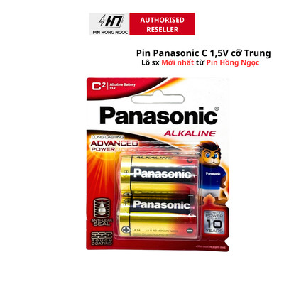 Vỉ 2 Viên Pin Trung Panasonic Alkaline LR14T/2B 1,5V - Hàng chính hãng