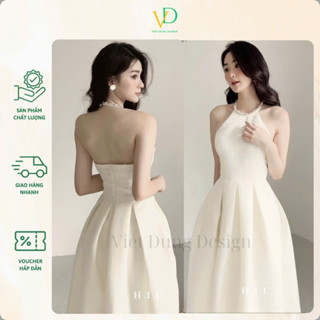 Đầm cổ yếm cổ đính đá váy tiểu thư đi chơi đi dự tiệc cưới sinh nhật đều xinh vd446