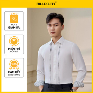 [ĐỒNG GIÁ 199K] Áo Sơ Mi Nam Trắng Hoạ Tiết 8SMDT417TRK Biluxury Chống Nhăn Kháng Khuẩn Form Casual Sang Trọng