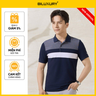 Áo Polo Nam Phối Kẻ Ngang 9APCS516TTT Biluxury Cao Cấp Chống Nhăn Bền Màu