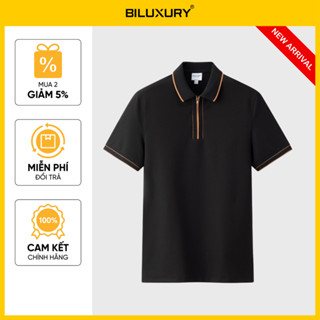 [Hàng mới 2025] Áo Polo Nam Đen 9APCT538DEN Biluxury Cổ Viền Cam Kháng Khuẩn Chống Nhăn Bền Màu