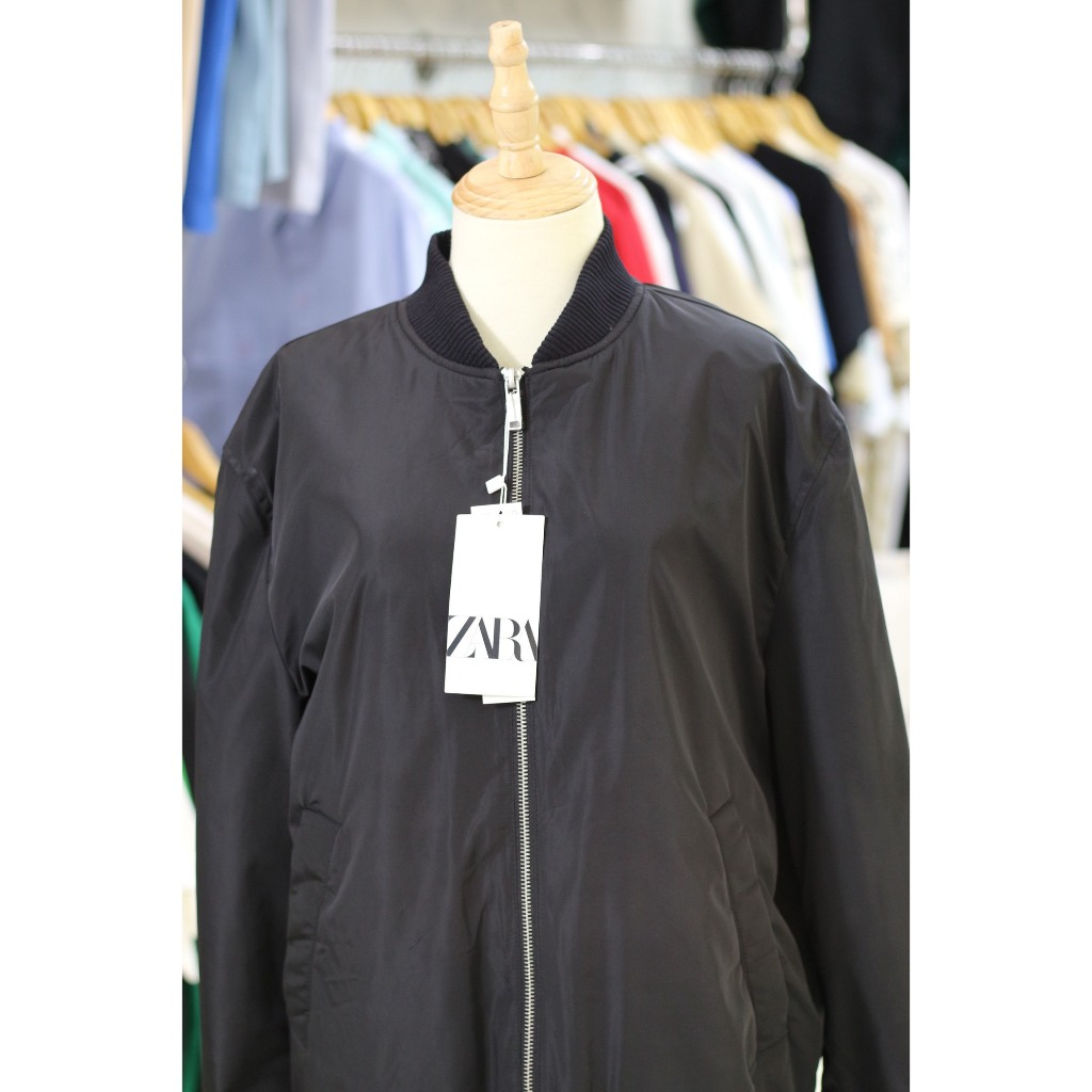 [CHÍNH HÃNG] - ÁO KHOÁC ZARA BOMBER PHỐI VẢI - ĐEN - CODE: RN77302