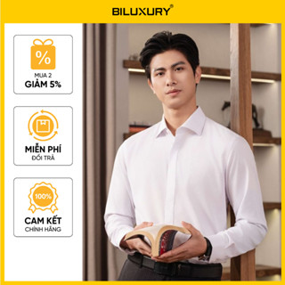 Áo Sơ Mi Nam Dài Tay Trắng Hoạ Tiết 9SMDC553TRK BILUXURY Cao Cấp Chống Nhăn Kháng Khuẩn