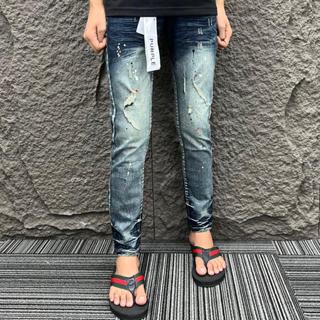 Quần jean nam boy phố Puple xước rách cao cấp quần jean  xanh chuẩn đẹp vá thêu chất lượng như hình