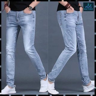  Quần Jean Nam Xanh Trơn Quần Bò Nam Wash Xanh Co Dãn Bốn Chiều Cao Cấp Form Skinny Thời Trang Trẻ 